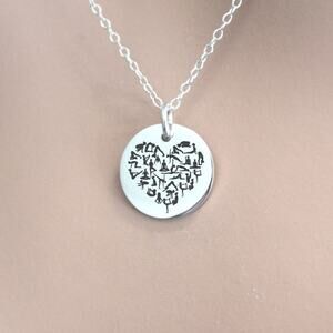 Sterling Silver Yoga Postures Heart Necklace